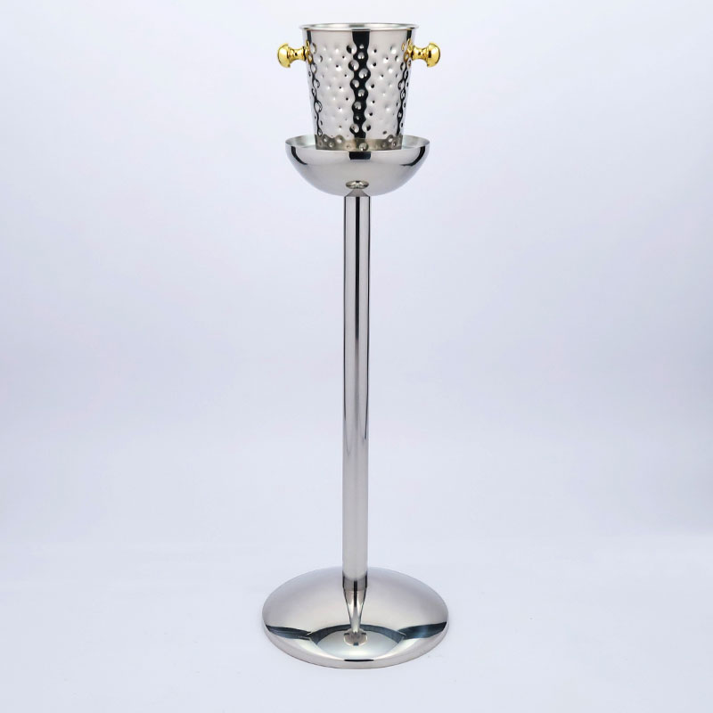 Custom logo stainless steel ice bucket stand luxury wine cooler holder