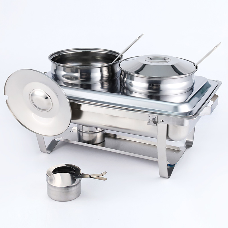 Hotel restaurant stainless steel buffet chaffing dishes wit Double tank soup pots food warmer for buffet food equipment