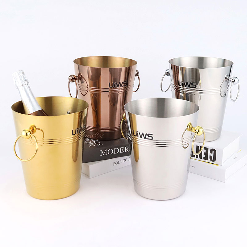 Custom Champagne Buckets Beverage Cooler Customized Stainless Steel Ice Bucket In Wedding Metal