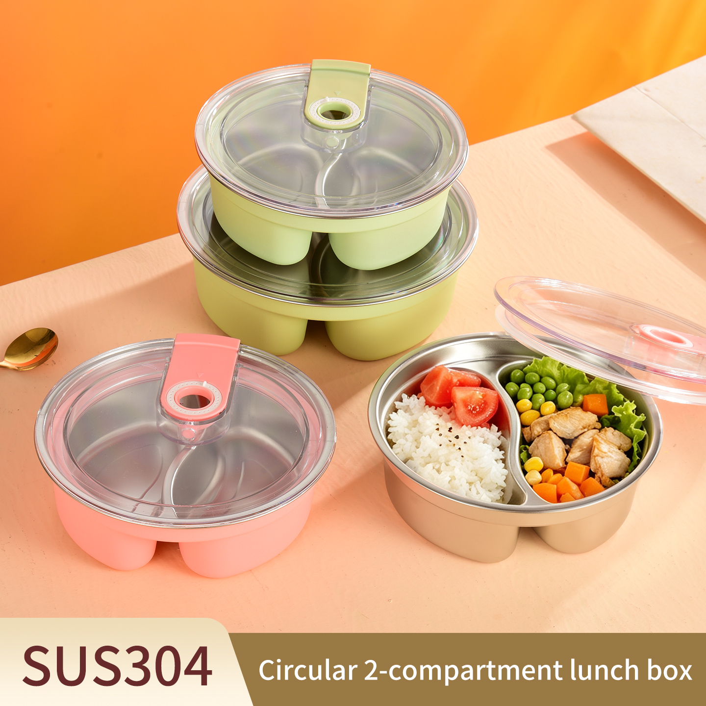 Two‑Compartment Round Fresh‑Keeping Box
