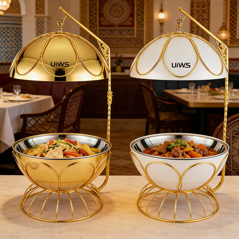 Spherical hanging lid chafing dish