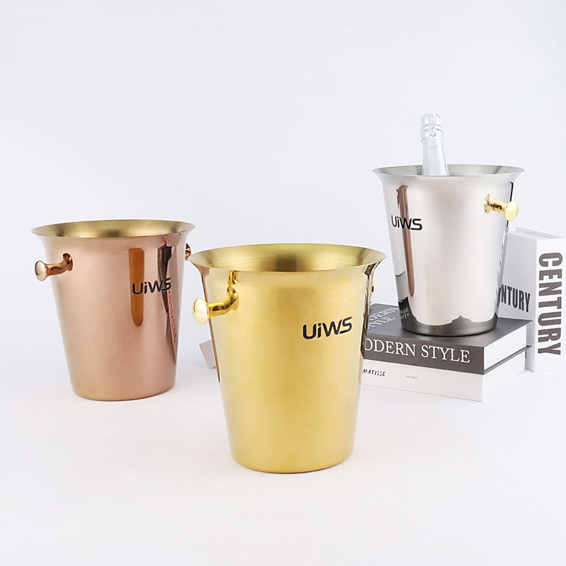 Factory High Quality Small Ice Bucket Golden Thicken Wine Chiller Champagne Chiller Beverage Cooler Party Wine Buckets