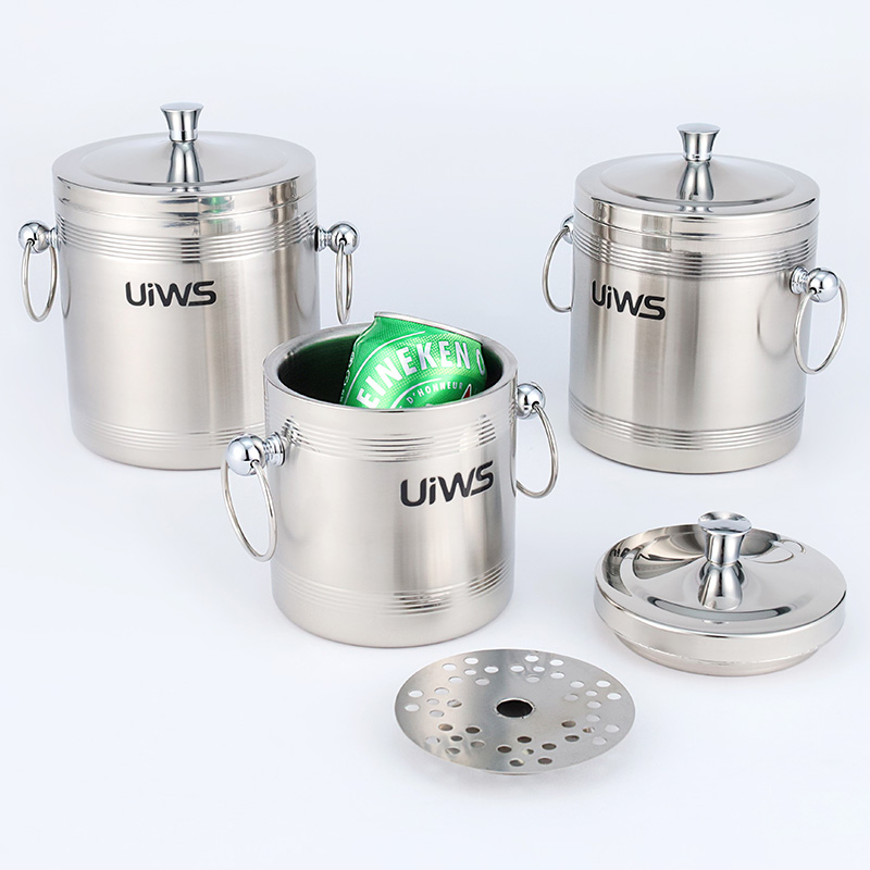 Double wall stainless steel champagne wine bucket 1.0/1.2/1.4L ice bucket