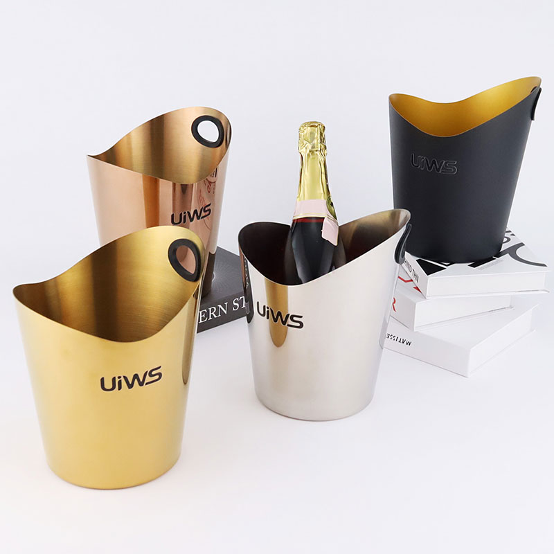 High quality Stainless Steel Ice Cooker Metal Ice Bucket Champagne Beer Buckets Outdoor Ice Barrel