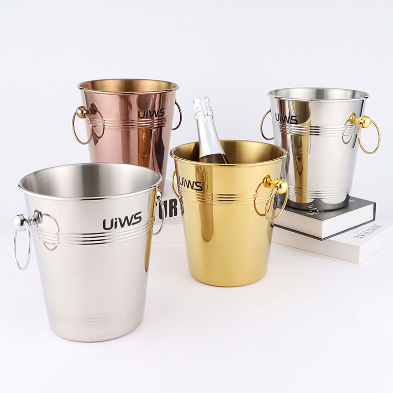 Factory Direct Luxury 3/5L Stainless Steel Metal Champagne Bucket Cooler Beer Wine Ice Bucket