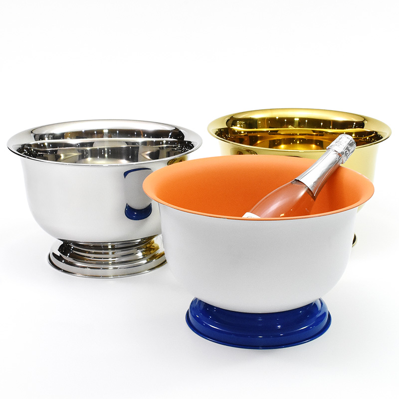 European luxury large capacity 9L stainless steel ice bucket silvery/gold champagne basin
