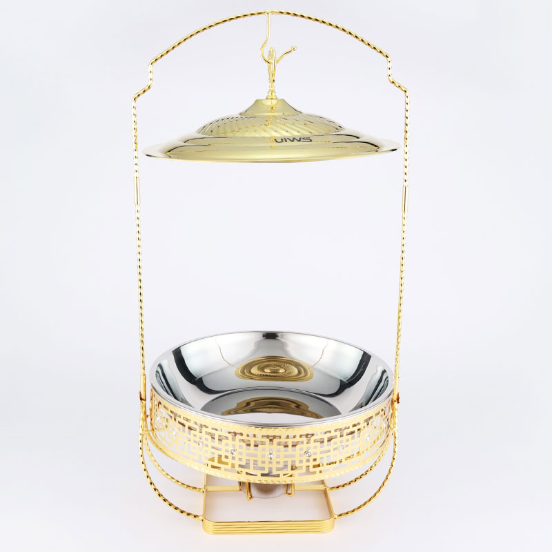 Luxury gold Stainless steel Chafing dish with diamond and hook