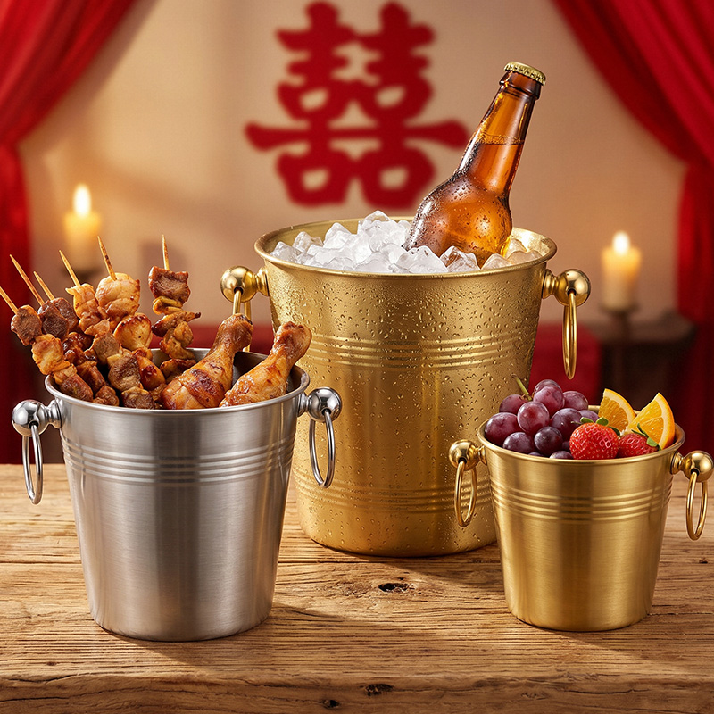 Luxury double ring rolling line ice bucket