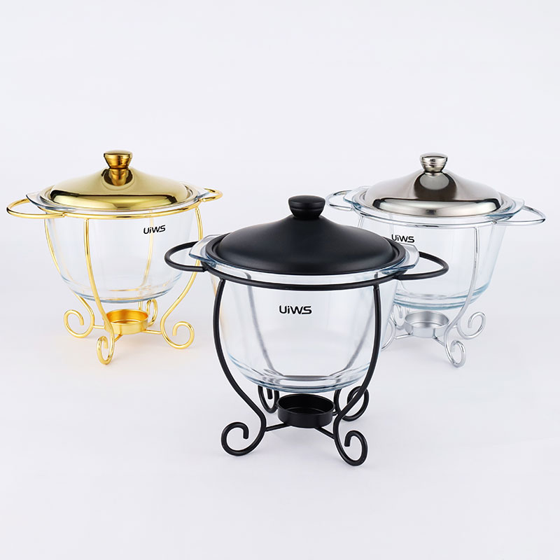 4L Elegant deep glass chafing dish